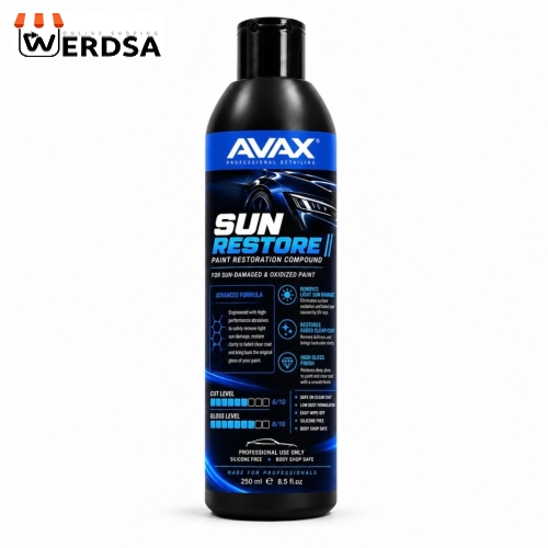 پولیش ترمیم رنگ و افتاب سوختگی بدنه خودرو اواکس مدل Sun-restore حجم 250 میلی‌لیتر